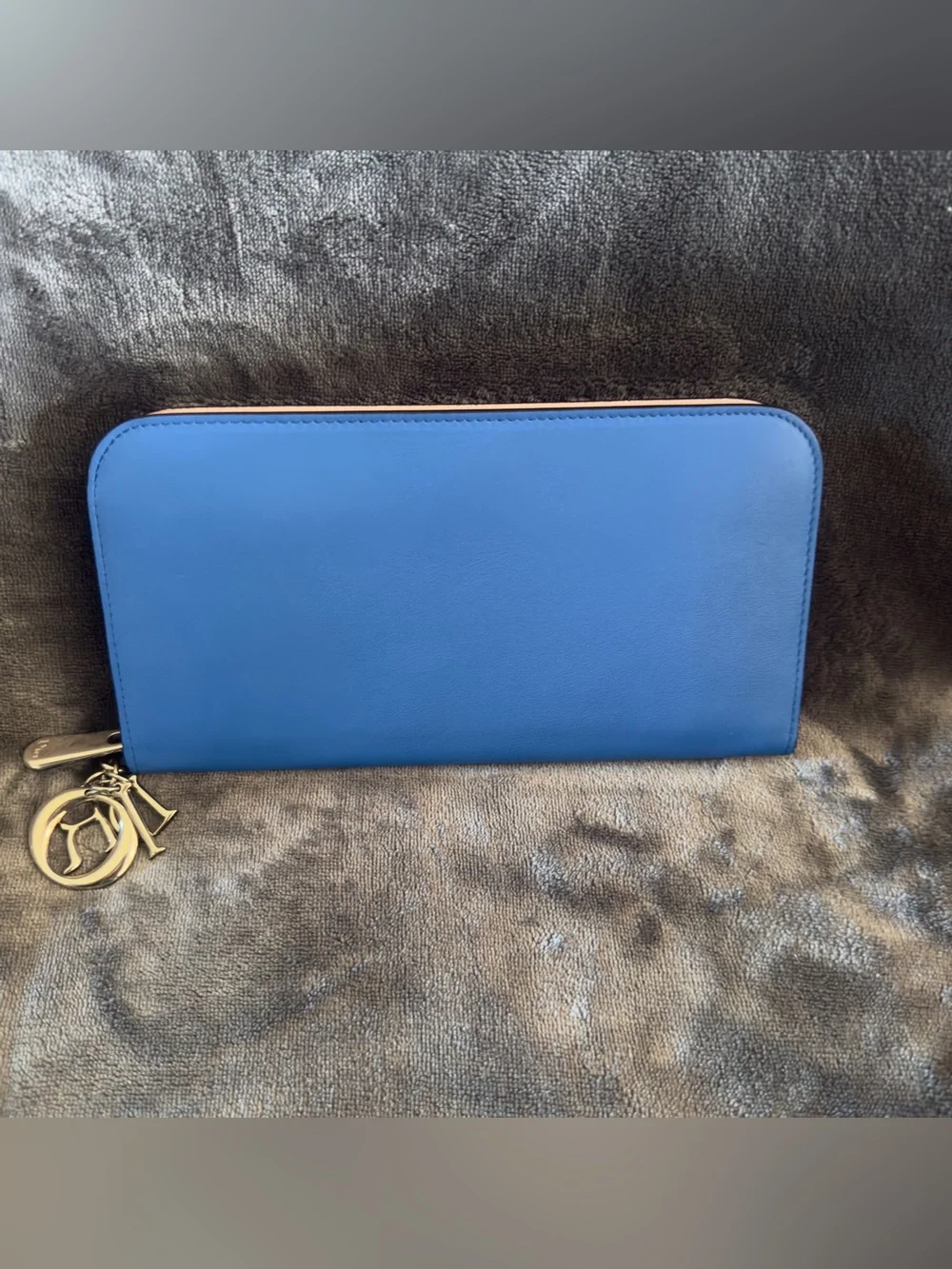 Christian Dior Diorissimo Blue Zip-Around Women's Wallet with Silver Hardware